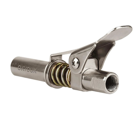 OKYOUK grease gun coupler with lever and spring, 0.53-inch opening, metal body