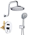 Rainfall And Handheld Shower System With Dope Spa Vibe Temperature Balanced Valve, Solid Brass, Chrome Finish, Wall Kit