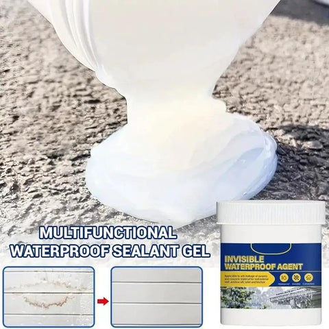 Heavy Duty Clear Waterproof Sealant Gel Leak Stopper For Roof Wall Repair applied to surface, showcasing thick transparent gel consistency.