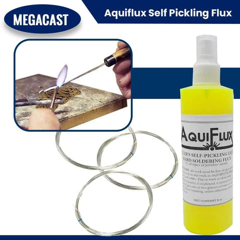 Aquiflux Self Pickling Flux for precious metals like gold, silver, platinum, 8 oz spray bottle, soldering and metalwork.