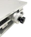Close-up of a Built Tough Two Axis Moving Table For Laser Marking And Engraving Machine Portable XY Axis Workbench knob