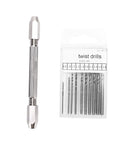Rock Solid Double Hand Drill With Premium Brass Body And Dead Simple Twist Grip Perfect For Precision Hobby Work And Electronic Assembly, includes twist drill bits.