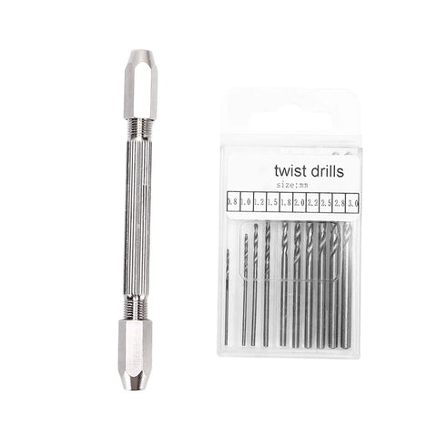 Rock Solid Double Hand Drill With Premium Brass Body And Dead Simple Twist Grip Perfect For Precision Hobby Work And Electronic Assembly, includes twist drill bits.