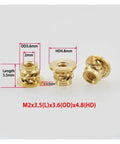 Threaded Insert Knurled Nuts M2 To M8 Brass Hot Melt Flange Nut for Plastic Projects, sizes and dimensions displayed