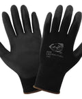 PUG17 Lightweight Polyurethane Dipped Work Gloves featuring anti static and dope grip, large black size, puncture-resistant.