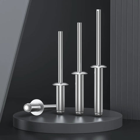 Top Shelf Aluminum Blind Rivets Two Hundred Sixty Piece Pack One Eighth Diameter By Half Inch Length Pop Rivets Heavy Duty Hardware for sheet metal, showing three sizes.