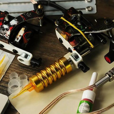 Dual Rotary Tattoo Machine Kit For Beginners With Power Supply And Foot Pedal One Liner And One Shader Complete Set