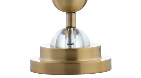 Base of Clear Brass Gold Crystal LED Table Lamps Set of 2, featuring a modern brass and crystal stacked sphere design.