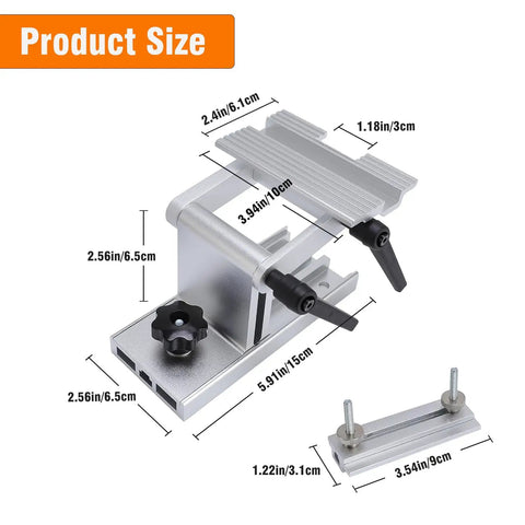 Adjustable Bench Grinder Tool Rest Kit With Flat Miter Slide For 6 And 8 Inch Grinders And Sanders, silver, product size dimensions.