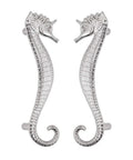 Seahorse Shaped Drawer Pulls Ocean Theme Marine Style Cabinet Hardware Zinc Alloy Coastal Metal Decorative Pulls for Dresser Chest Cabinet Cupboard and Closet in Durable Silver Finish showing two seahorse pulls