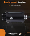 Black starter motor Go-To Starter Motor 6D3-81800-00-00 For Yamaha WaveRunner VX Deluxe VX1100B, front view on dark background