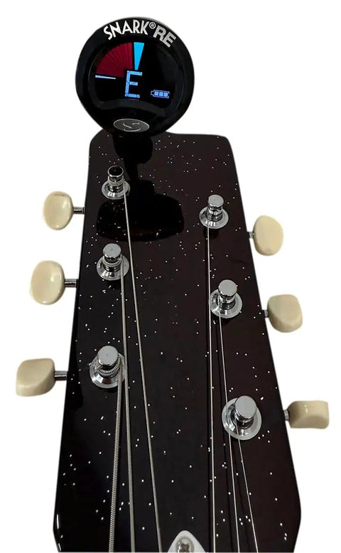 Clip On Tuner For Guitar, Bass, And Violin With 360 Degree Rotating Display, Stay Put Clip on acoustic guitar headstock.
