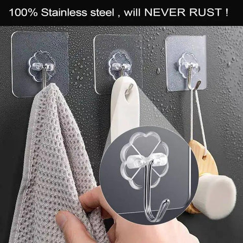 Heavy Duty Adhesive Wall Hooks For Kitchen And Bathroom Organization 16 Pack Stainless Steel No Drill Sticky Hangers With No Sweat Install And Knockout Hold Damage Free Setup