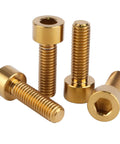 Titanium Bike Bolt M6 X 20mm Hex Set Gold Finish Pack Of 4 For Bike Parts, Ultra Lightweight, High Strength Screws For Cranks