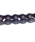 Close-up of Heavy Duty 35 Roller Chain With Five Feet Length And One Connecting Link Three Eighths Inch Pitch Black Finish for go-karts.
