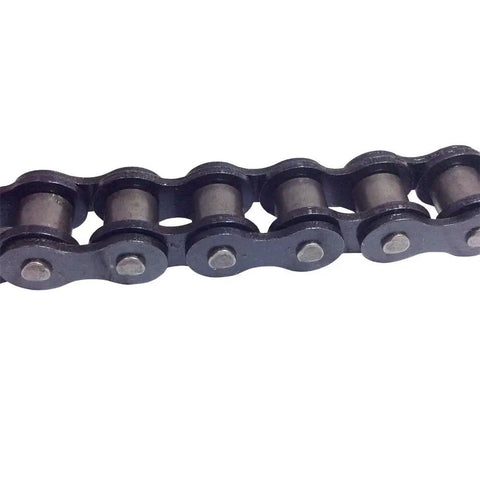 Close-up of Heavy Duty 35 Roller Chain With Five Feet Length And One Connecting Link Three Eighths Inch Pitch Black Finish for go-karts.