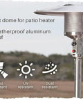 Premium Weatherproof Aluminum Round Reflector Shield For Patio Heaters 32 Inch Diameter with durability features diagram.