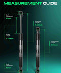 Measurement guide for Heavy Duty Rear Trunk Lid Gas Strut Lift Support For BMW Z4 2003 To 2008 with dimensions listed.