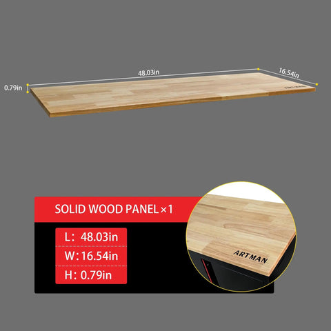 Solid wood panel for Preassembled Garage Storage Cabinet Set With LED Lights 6 Piece Workshop Organizer in Black And Red.