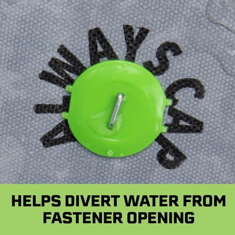 Top Shelf 3 8 Inch Plastic Cap Staples For Housewrap Roofing And Insulation Installations Featuring Bombproof Retention And Premium Weather Proofing Build 2016 Pack, green cap staple showing water diversion feature.