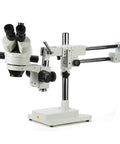 Simul Focal Trinocular Stereo Zoom Microscope Pro With WH10x Eyepieces 0.7x To 4.5x Objective 144 LED Ring Light Double Arm Boom Stand