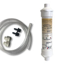 American Valve CondensateRx condensate neutralizer kit; white cartridge with clear tubing, fittings, and adapters