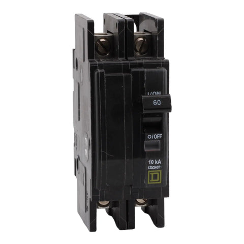 QOU260 Miniature Circuit Breaker 120/240V 60 Amp 1 Phase 4 Pole Nema 3R Rated, front view with on/off switch.