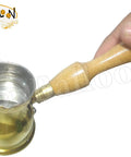 Old School Hand Hammered Solid Brass Copper Ibrik Pot Coffee Maker With Wooden Handle For Turkish Greek Arabic Coffee