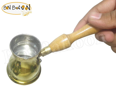 Old School Hand Hammered Solid Brass Copper Ibrik Pot Coffee Maker With Wooden Handle For Turkish Greek Arabic Coffee