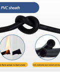 No-Sweat 22 AWG High Voltage EV Cable With Solid Tinned Copper Conductors And Heat Resistant XLPE Jacket, UL Approved 1000V for Hot Rod Builds, PVC sheath knot detail.