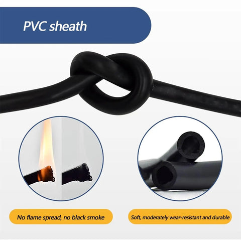 No-Sweat 22 AWG High Voltage EV Cable With Solid Tinned Copper Conductors And Heat Resistant XLPE Jacket, UL Approved 1000V for Hot Rod Builds, PVC sheath knot detail.