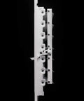 Side view of Sweet 8 By 8 Inch Two Way Vertical Air Supply Grille Flat Face White showing internal components.