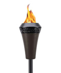 Island King 65 Inch Metal Outdoor Torch For Backyards Patios And Gardens Weather Resistant Burn With Large Bright Flame Long Lasting Wick Snuffer And Easy Twist And Pour Refills Brown Finish