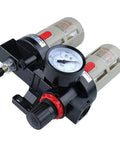 Air Compressor FRL Combo with Oil Water Separator Filter Regulator and Lubricator for 1/4, 3/8, 1/2 Inch Lines, Heavy Duty