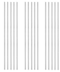 Front view of fifteen 1/8 in (3 mm) 6061-T6 aluminum round rods, 12 in long, silver