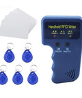 Portable No Fuss Handheld 125KHz RFID Reader Writer Copier for T5577 and EM4305 Smart ID Card Duplicator with keyfobs and cards