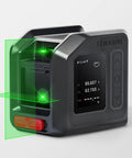 Four In One Laser Level And Distance Meter With Digital Angle Finder And Dual Axis Bubble Level. Compact design with green laser projection.