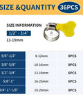 Must Have 36 Piece Hose Clamp Kit With Adjustable 8-29mm Butterfly Clamps And Stainless Steel Screw Clamps For Pipes Plumbing sizing details