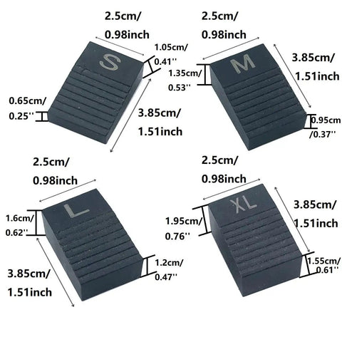 Top Tier Guitar Floating Tremolo Setup Block Set sizes S, M, L, XL, heavy duty plastic sliders for Floyd Rose Strat tuning.
