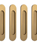 Self Stick Oval Sliding Door Pulls Set of 4 Aluminum Alloy Recessed Door Handles Punch Free Bronze Gold 180mm