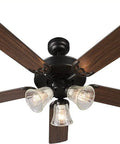 52 Inch Indoor Ceiling Fan With Light And Remote Control Reversible Walnut And Maple Blades Dope Copper Motor 110V ETL Listed