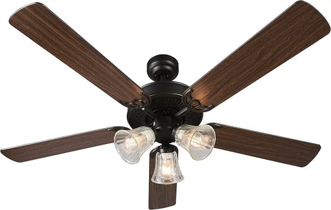 52 Inch Indoor Ceiling Fan With Light And Remote Control Reversible Walnut And Maple Blades Dope Copper Motor 110V ETL Listed