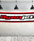 Garage Workshop Flag Banner Tapestry 2x8ft Vibrant Polyester Wall Decor with white, red, and black design in a room.