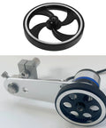 kousoer Encoder Wheel Bore 6mm Aluminum Rubber Measuring Wheel Black Heavy with black circular design and slots.