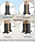 Four Pack Adjustable Deck Post Anchor Brackets Fits 1.5x1.5, 2x2, 2x4, 4x4 Posts displayed with wood posts outdoors