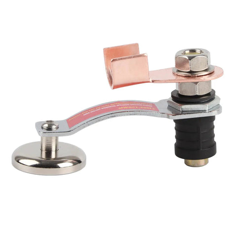 Heavy Duty Magnetic Welding Ground Clamp with Massive Suction Grip Rock Solid Copper And Iron Build For 60 KG Pull Force Professional Grade Reliability close-up view showcasing the base and copper connector.