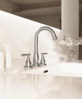 Sleek Chrome Widespread 8 Inch 3-Hole 2-Handle Bathroom Faucet With Valve And Metal Pop-Up Drain Assembly Lead-Free Easy Install WF017-4-C