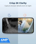 Smartphone screen showing Argus PT Solar Battery Camera With Pan Tilt No-Hassle Outdoor Wireless Home Security System's 2K clarity day/night view.
