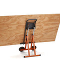 Next Gen Panel Carrier and Panel Dolly with 4x8 sheet, metal frame, 7-inch wheels, adjustable height from 28 to 38 inches