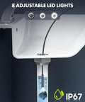 Type C Endoscope Camera With Light 1080P HD Borescope with 8 Adjustable LED Lights inspecting under a sink pipe, IP67 waterproof.